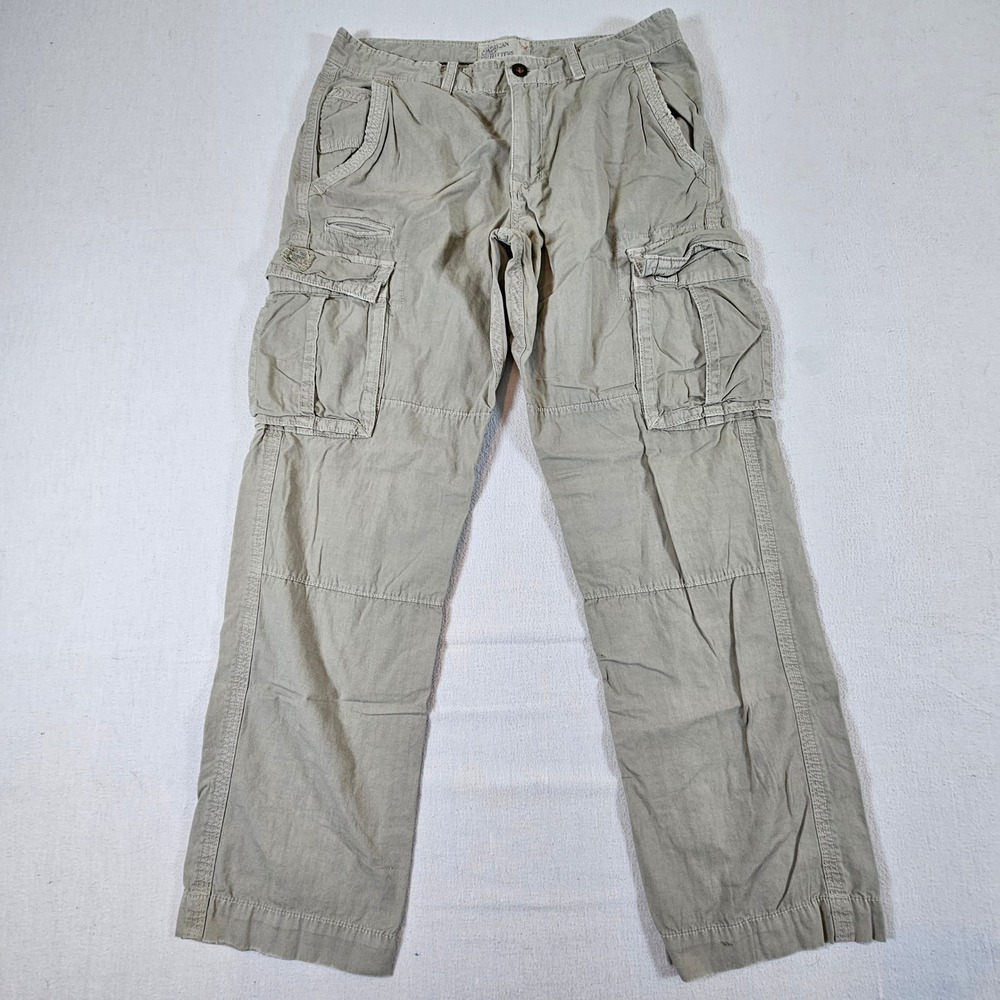 American Eagle Cargo Pants Mens 34x32 Khaki Tan Cotton Straight Leg Utility